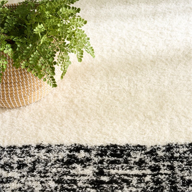 Nourison Home Pacific Shag 8' x 10' Polyester Ivory Black Area Rug