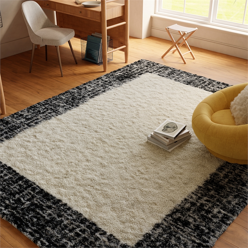 Nourison Home Pacific Shag 8' x 10' Polyester Ivory Black Area Rug