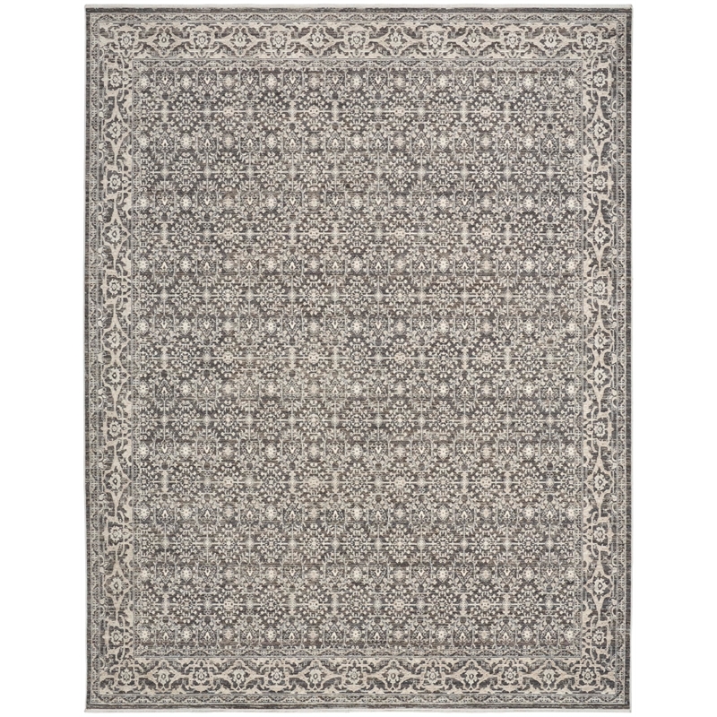 Nourison Home Outlines 9' x 12' Polyester Charcaol Ivory Area Rug