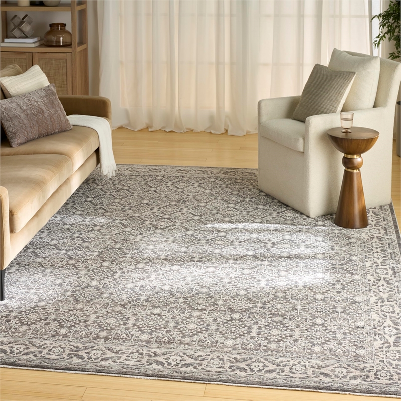 Nourison Home Outlines 9' x 12' Polyester Charcaol Ivory Area Rug