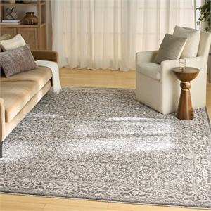 Nourison Home Outlines 9' x 12' Polyester Charcaol Ivory Area Rug