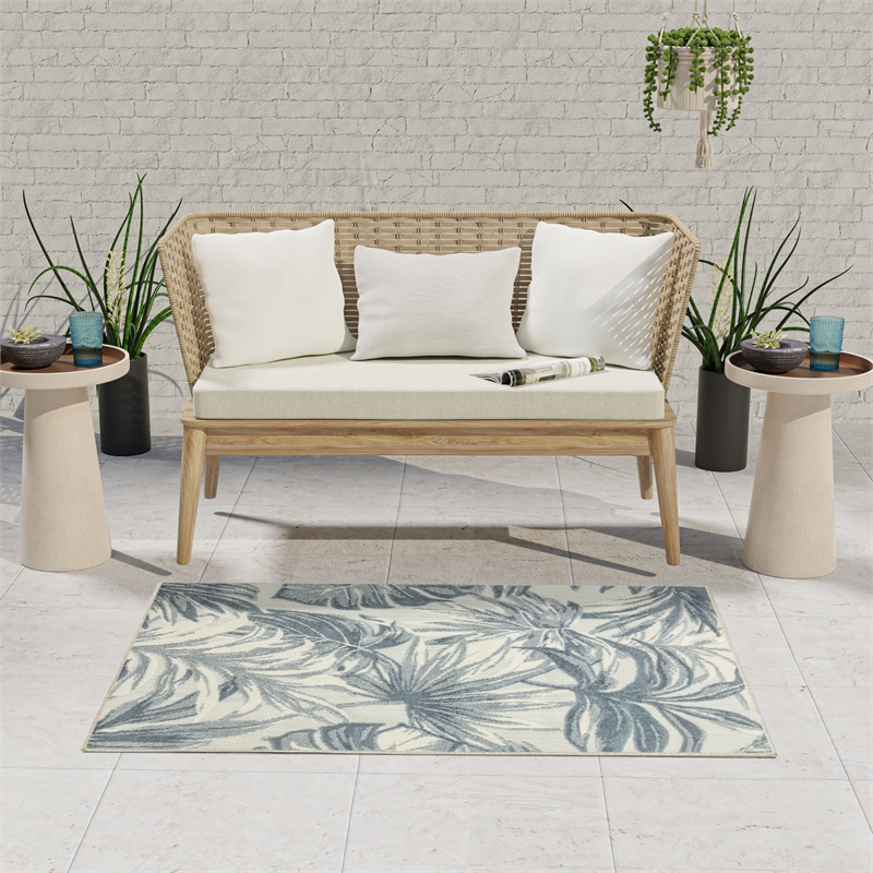 Nourison Home Harbor 5' x 8' Polyester Ivory Blue Area Rug