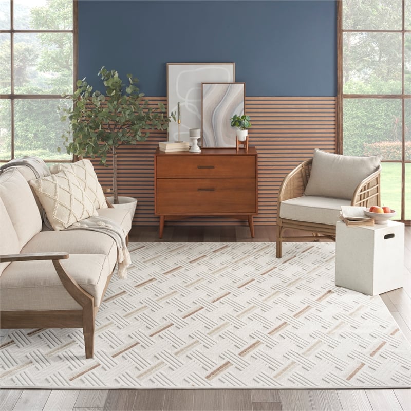 Nourison Home Casual 8' x 10' Fabric Ivory Beige Area Rug