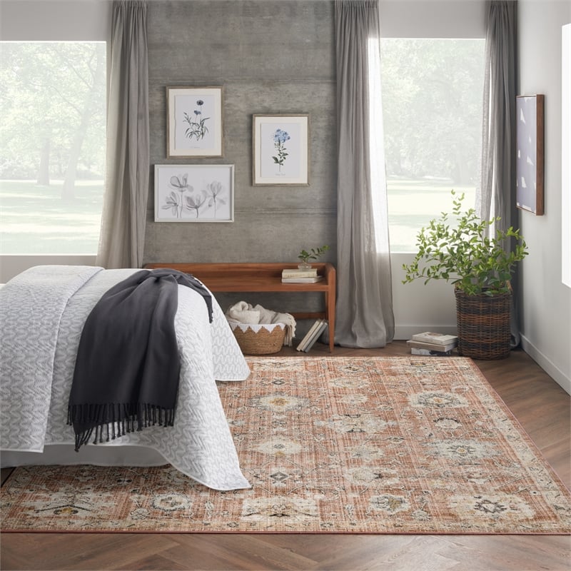 Nourison Home Oushak Home 7' x 10' Fabric Rust Area Rug