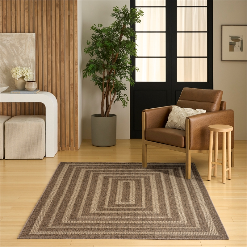 Nourison Home Tulum 5' x 7' Fabric Brown Area Rug