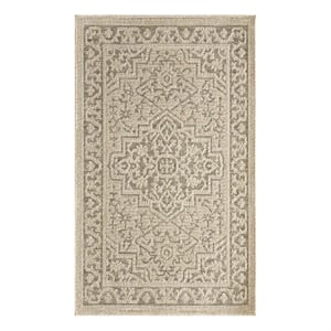 Nourison Home Tulum 2' x 3' Fabric Taupe Olive Area Rug