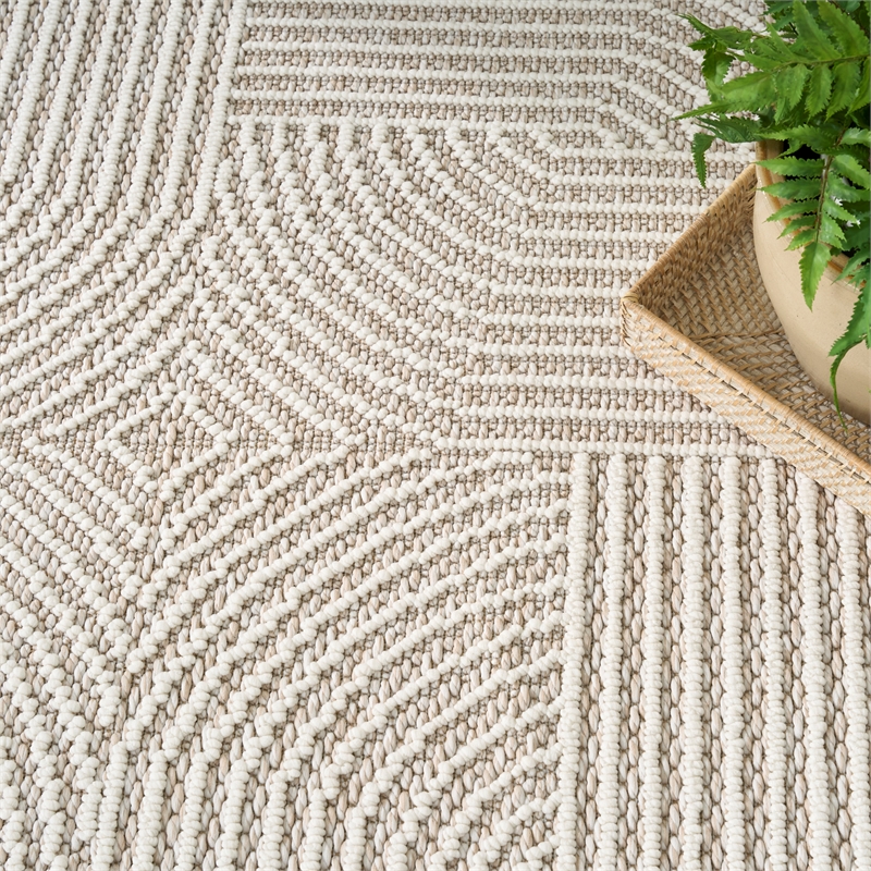 Nourison Home Textured Home 8' x 10' Polyester Beige Ivory Area Rug