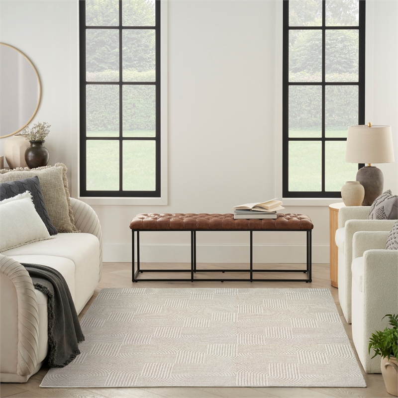 Nourison Home Textured Home 8' x 10' Polyester Beige Ivory Area Rug