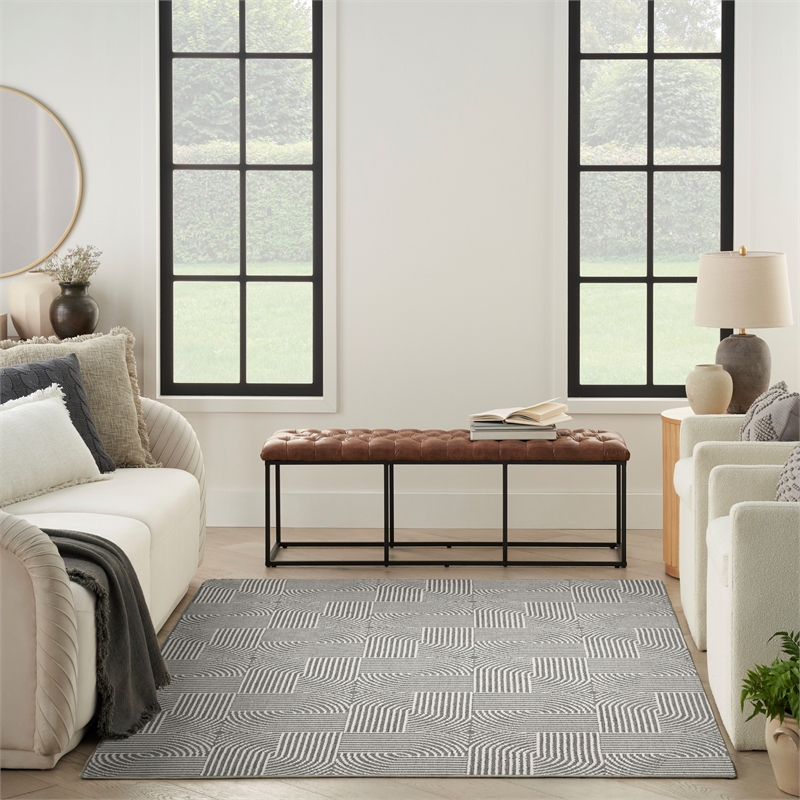 Nourison Home Textured Home 8' x 10' Polyester Charcoal Ivory Area Rug