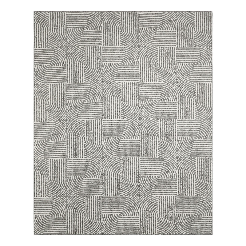 Nourison Home Textured Home 8' x 10' Polyester Charcoal Ivory Area Rug