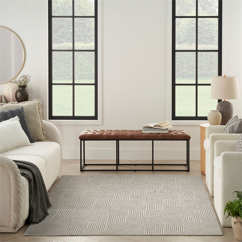 Nourison Home Textured Home 8' x 10' Polyester Grey Ivory Area Rug