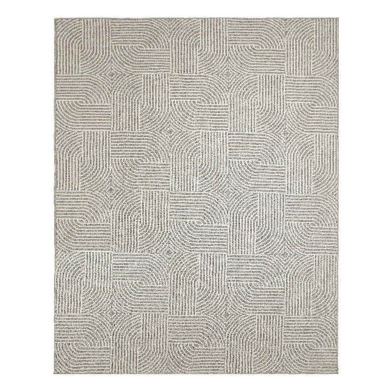 Nourison Home Textured Home 8' x 10' Polyester Grey Ivory Area Rug