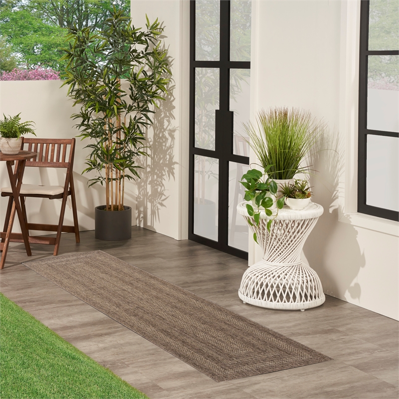 Nourison Home Tulum 6' Runner Fabric Brown Area Rug