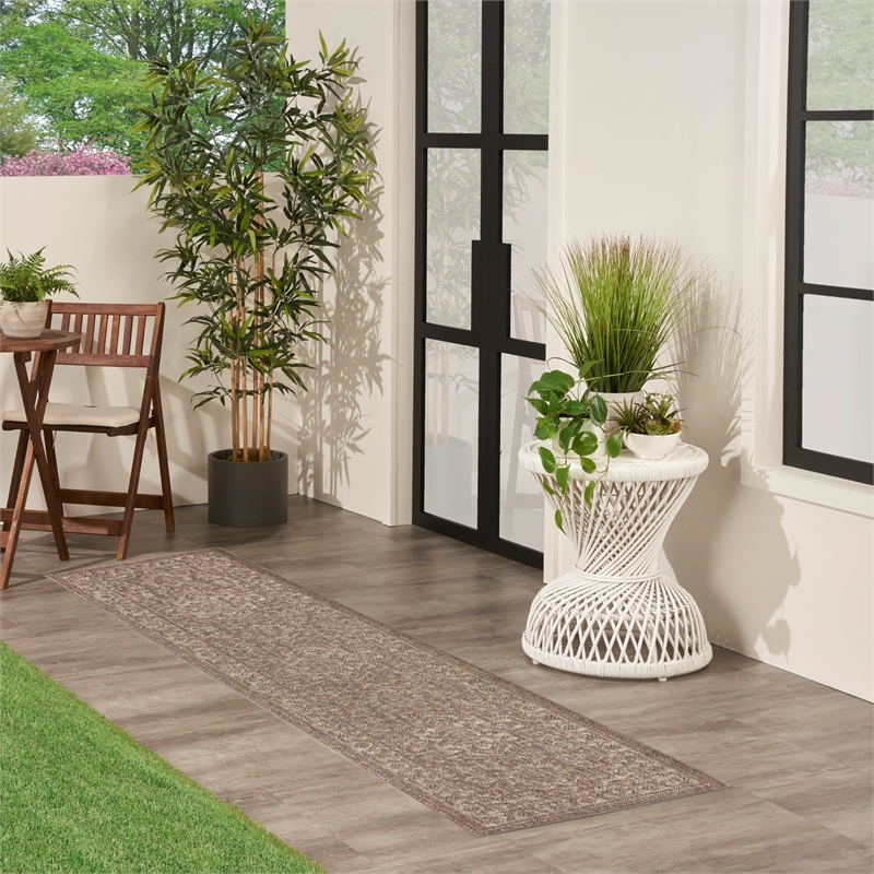 Nourison Home Tulum 6' Runner Fabric Brown Area Rug