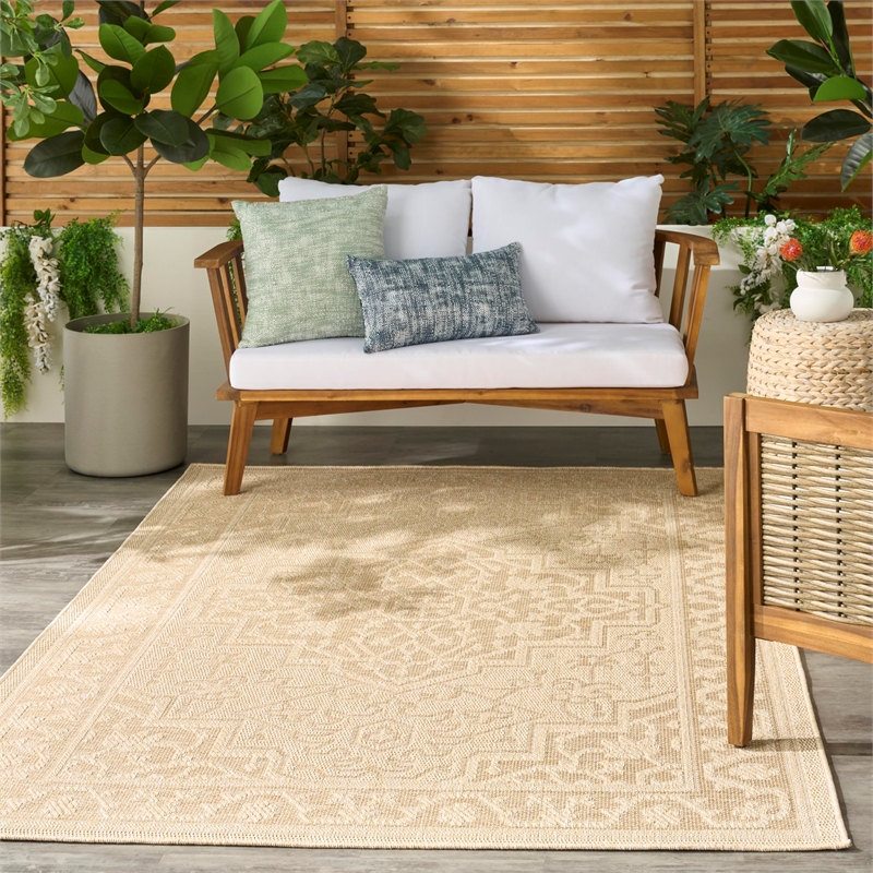 Nourison Home Tulum 4' x 6' Fabric Cream Area Rug