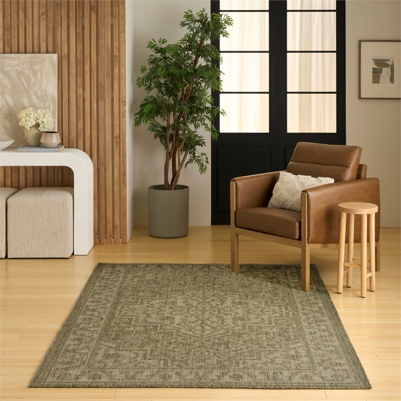 Nourison Home Tulum 4' x 6' Fabric Olive Area Rug