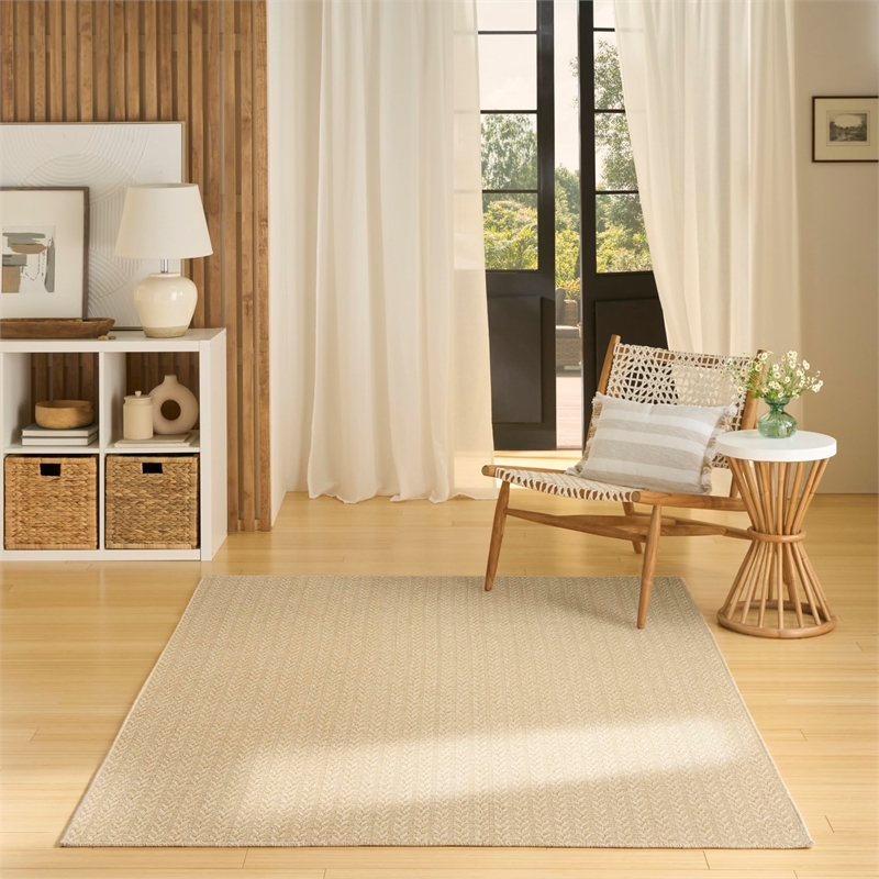 Nourison Home Tulum 5' x 7' Fabric Cream Area Rug
