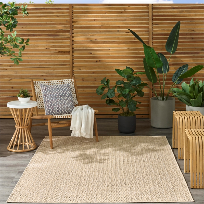 Nourison Home Tulum 5' x 7' Fabric Cream Area Rug