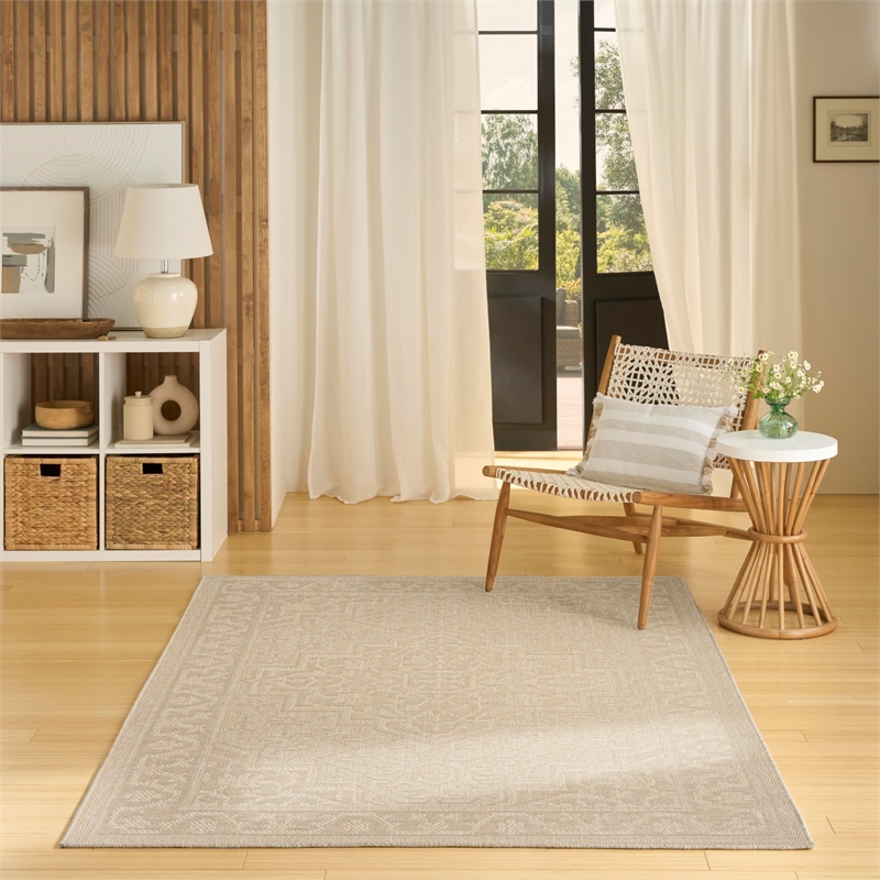 Nourison Home Tulum 5' x 7' Fabric Cream Area Rug