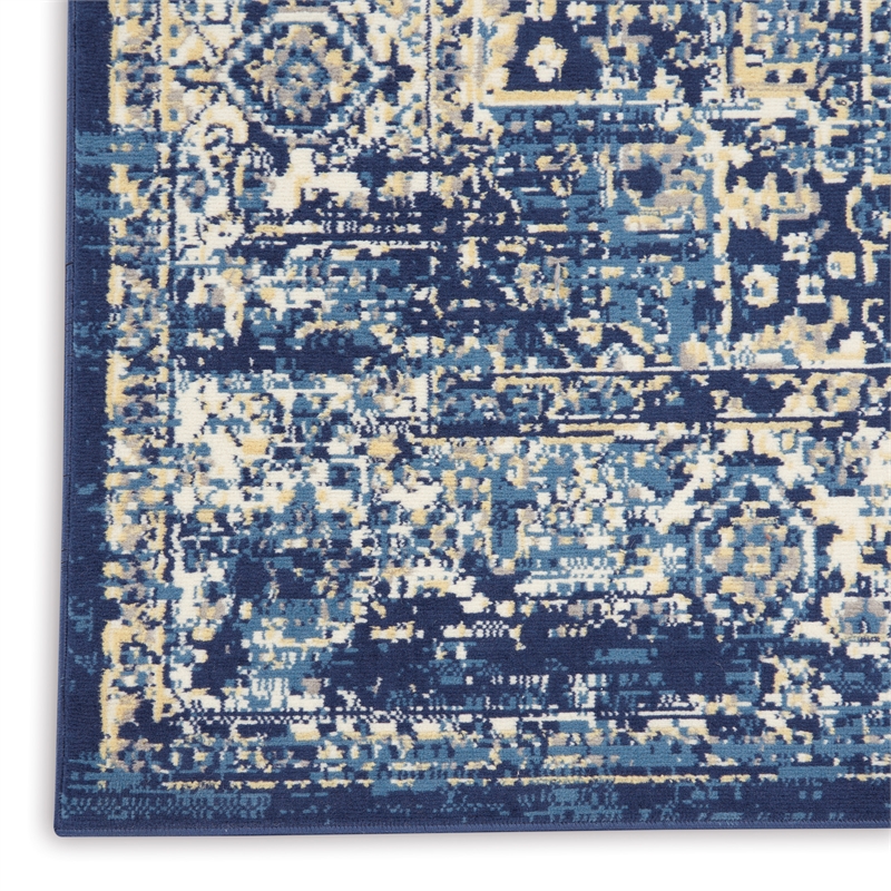 Nourison Home Grafix 9' x 12' Fabric Navy Blue Area Rug
