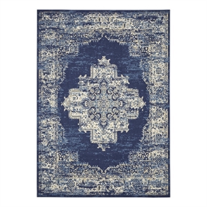 Nourison Home Grafix 9' x 12' Fabric Navy Blue Area Rug