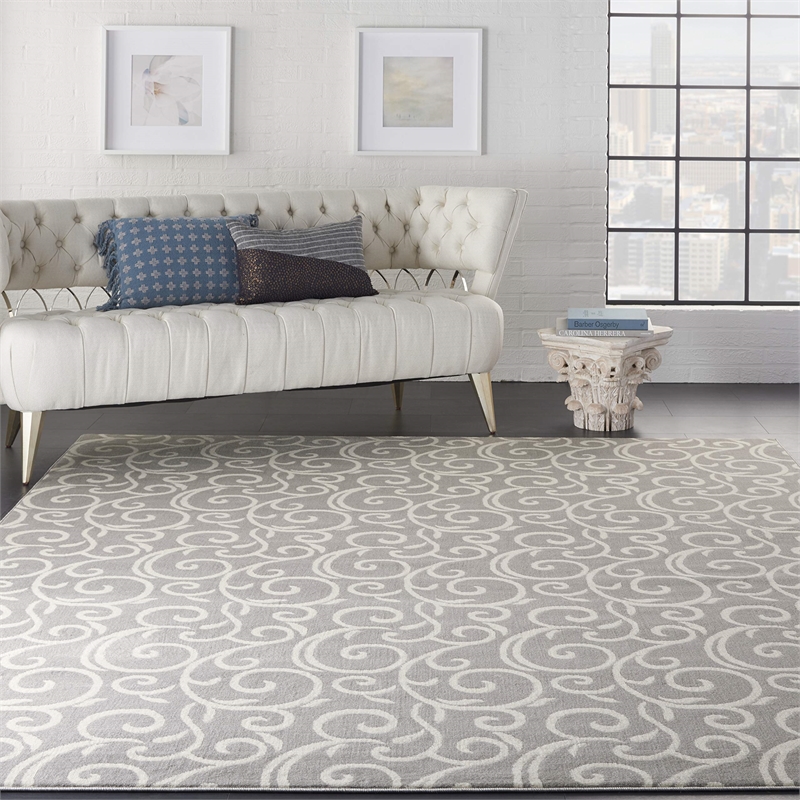 Nourison Home Grafix 9' x 12' Fabric Grey Area Rug