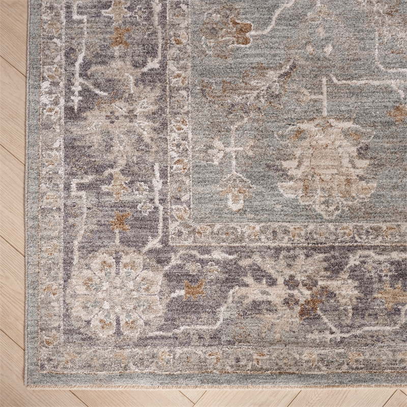 Nourison Home Asher 10' Runner Fabric Blue Ivory Area Rug