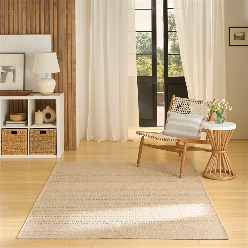 Nourison Home Tulum 6' x 9' Fabric Cream Area Rug