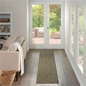 Nourison Home Tulum 6' Runner Fabric Olive Area Rug