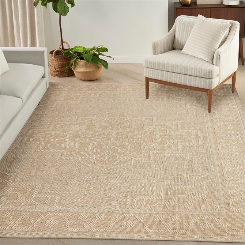 Nourison Home Tulum 8' x 10' Fabric Cream Area Rug