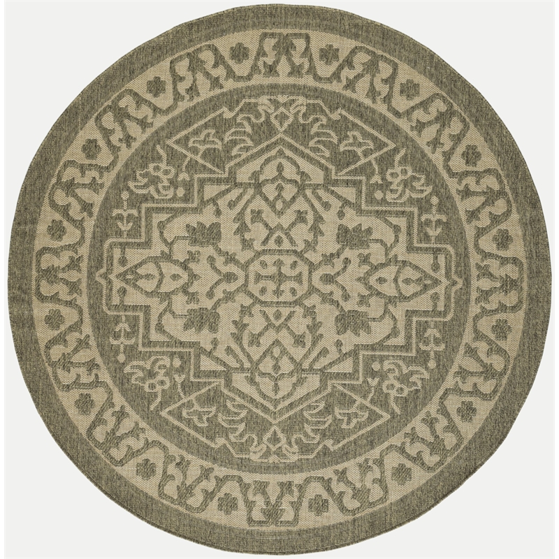 Nourison Home Tulum 8' x Round Fabric Olive Area Rug