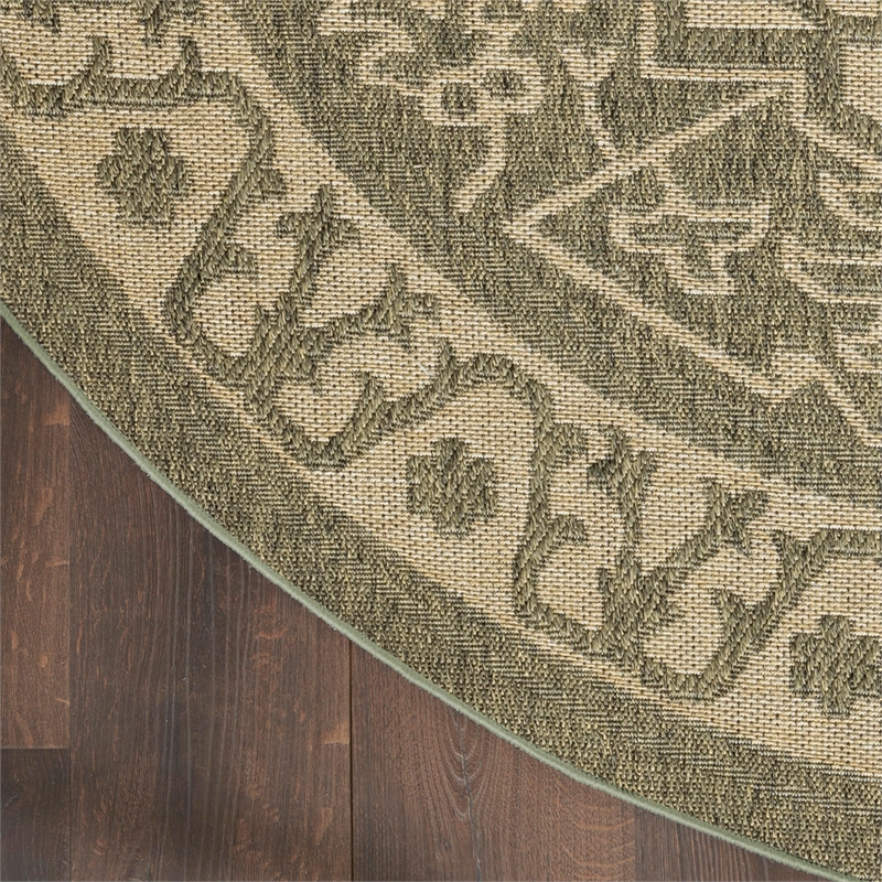 Nourison Home Tulum 8' x Round Fabric Olive Area Rug