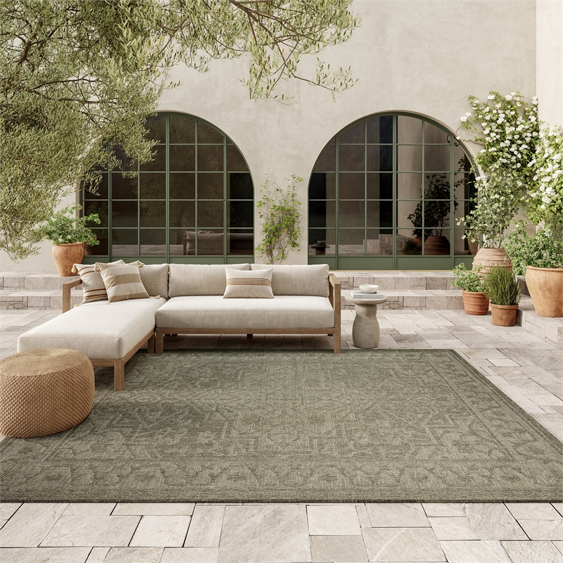 Nourison Home Tulum 8' x 10' Fabric Olive Area Rug