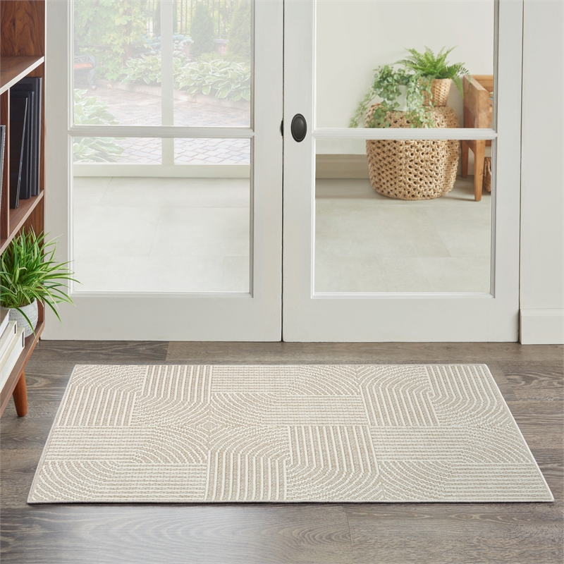 Nourison Home Textured Home 2' x 4' Polyester Beige Ivory Area Rug