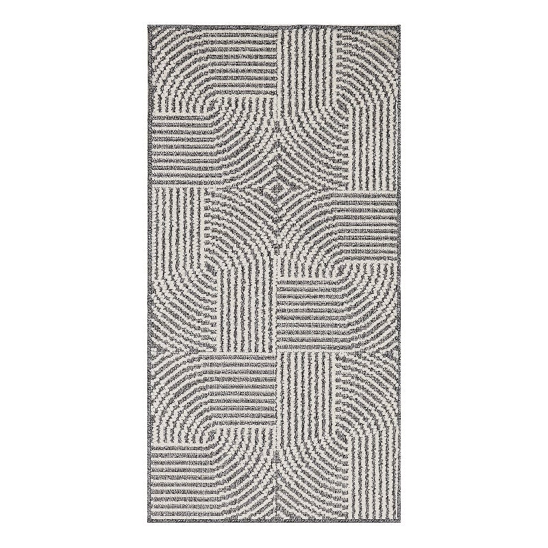 Nourison Home Textured Home 2' x 4' Polyester Charcoal Ivory Area Rug
