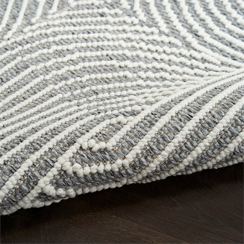 Nourison Home Textured Home 8' Runner Polyester Charcoal Ivory Area Rug
