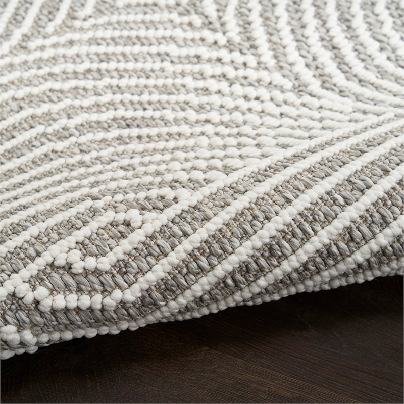 Nourison Home Textured Home 8' Runner Polyester Grey Ivory Area Rug