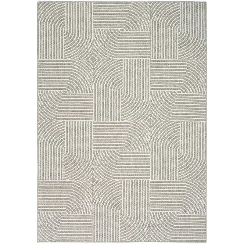 Nourison Home Textured Home 8' Runner Polyester Grey Ivory Area Rug
