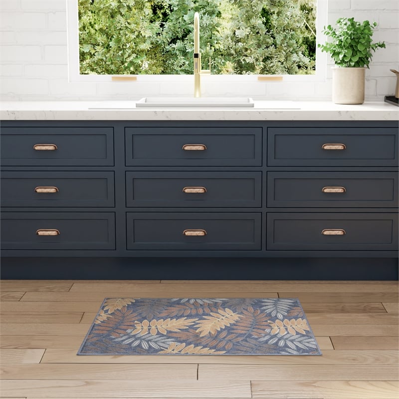 Nourison Home Aloha 3' x 4' Fabric Blue Rose Area Rug
