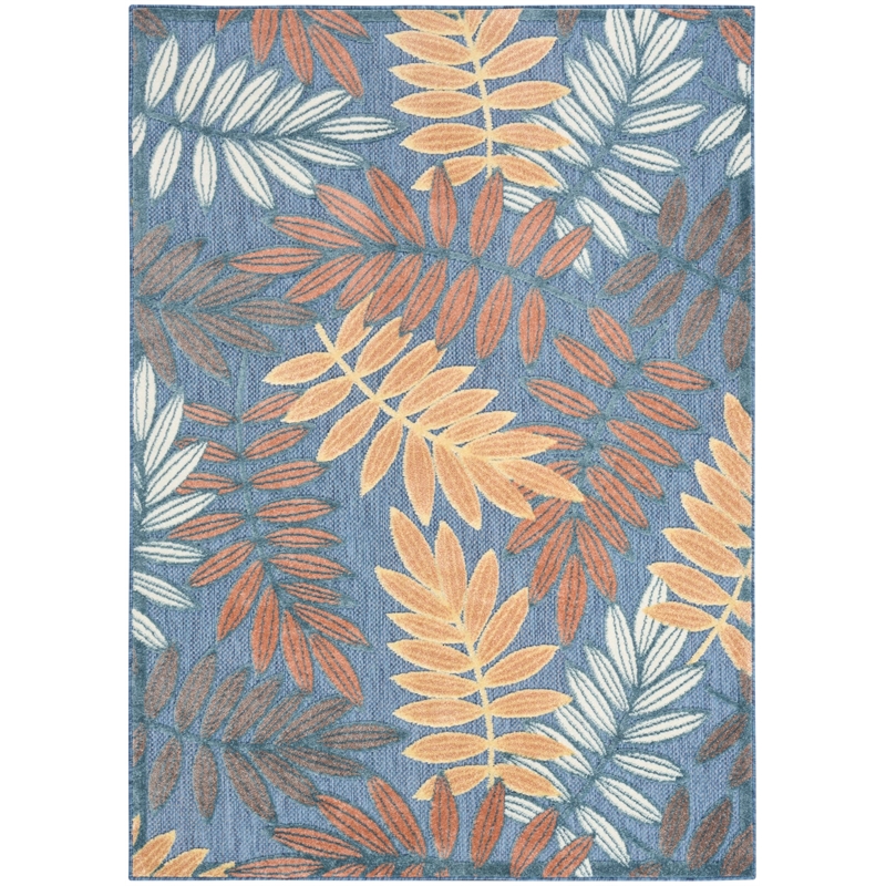 Nourison Home Aloha 5' x 8' Fabric Blue Rose Area Rug