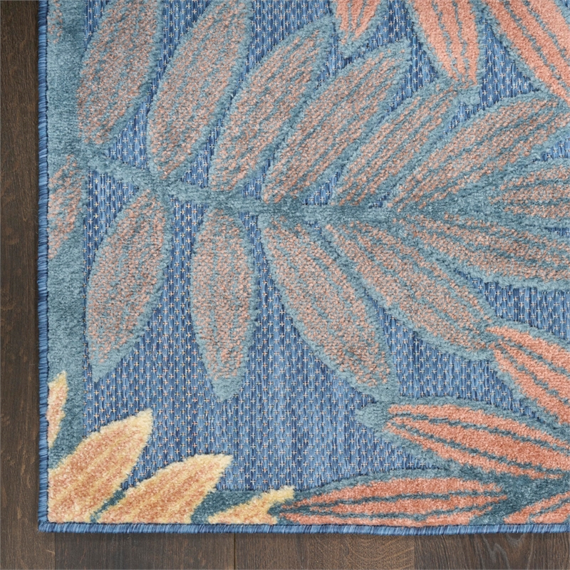 Nourison Home Aloha 5' x 8' Fabric Blue Rose Area Rug