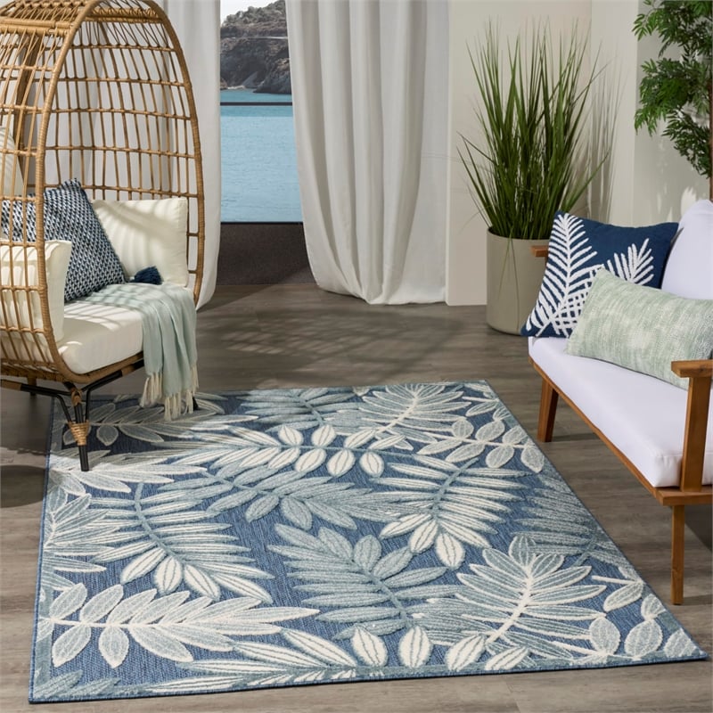 Nourison Home Aloha 4' x 6' Fabric Blue Area Rug