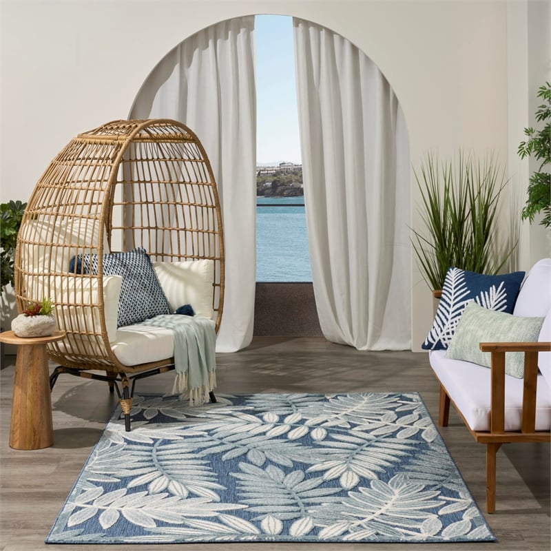 Nourison Home Aloha 4' x 6' Fabric Blue Area Rug