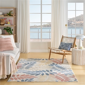 Nourison Home Aloha 4' x 6' Fabric Ivory Blue Area Rug