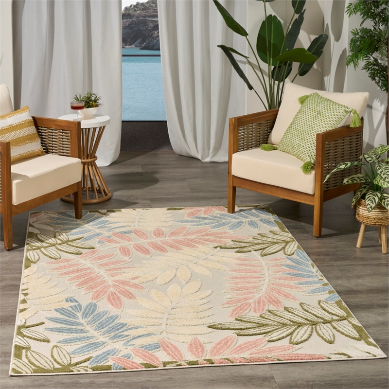 Nourison Home Aloha 4' x 6' Fabric Ivory Rose Area Rug