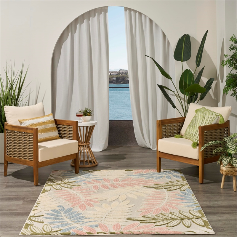 Nourison Home Aloha 4' x 6' Fabric Ivory Rose Area Rug