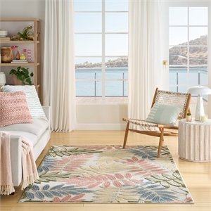Nourison Home Aloha 5' x 8' Fabric Ivory Rose Area Rug