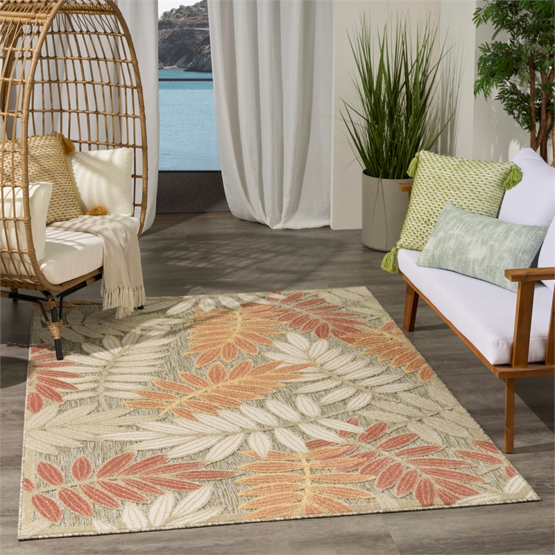 Nourison Home Aloha 4' x 6' Fabric Sage Rose Area Rug