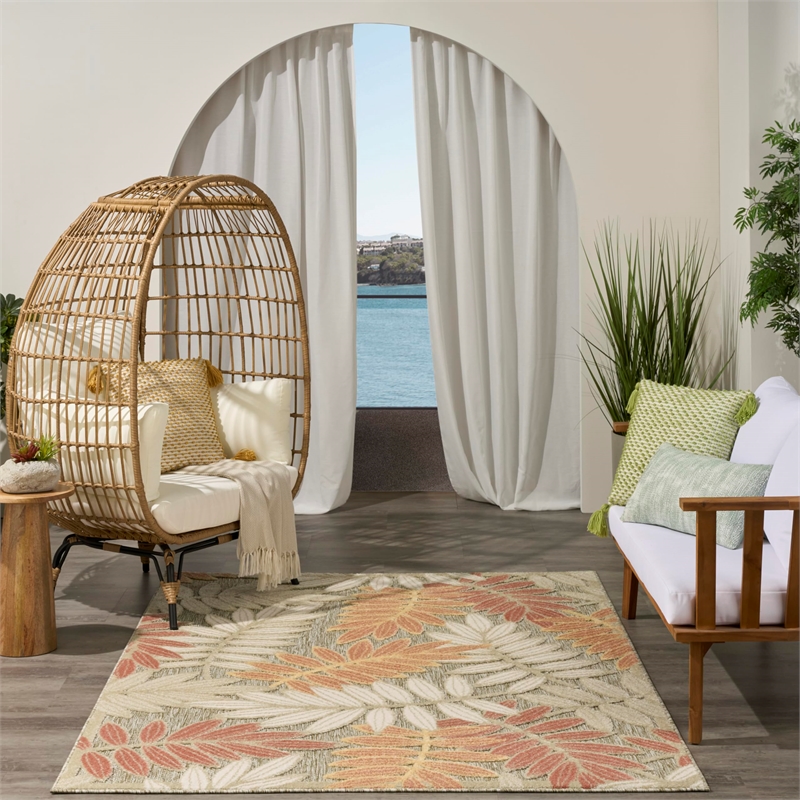 Nourison Home Aloha 4' x 6' Fabric Sage Rose Area Rug