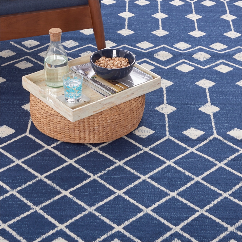 Nourison Home Grafix 9' x 12' Fabric Navy Area Rug
